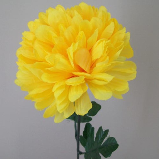 Pompom Chrysanthemum Carnival Yellow 80cm Artificial Flowers